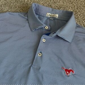Peter Millar Collegiate SMU Southern Methodist University Striped Polo Shirt